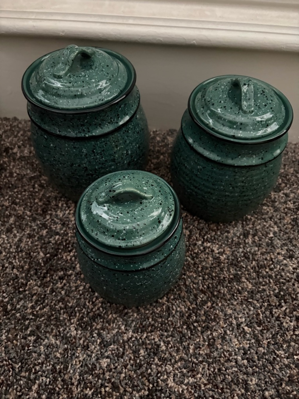 Jay Import Co Speckled Green Ceramic Canister Set - 3 Piece
